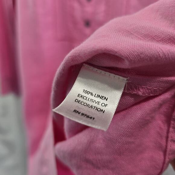 Anthropologie Dress Womens Small P Petite Pink Linen Popover Button Shift Mini - Picture 10 of 12